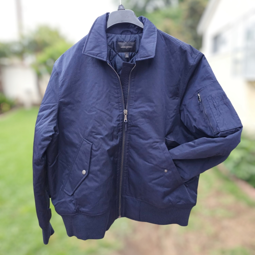 Banana Republic NWT Jules Flight Bomber Zip Up Jacket Coat Blue